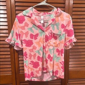 Floral Button Down Shirt - Pink and Green